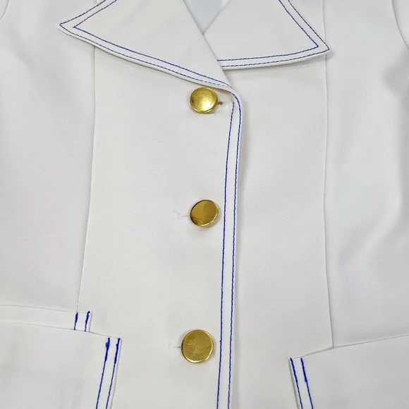 1970s Blazer Girls Vintage Jacket Chic White and Blue Tennis - Picture 4 of 7